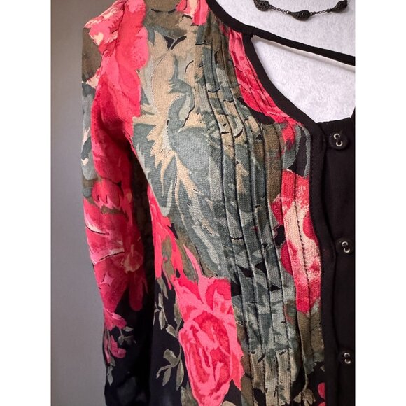 Anthropologie One Fine Day Sheer Floral Blouse Sz XS Button Front Romantic Boho - Picture 6 of 16